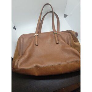 Massimo Dutti of SPAIN Leather Purse Dual Handles Zip Brown Old Money Professor